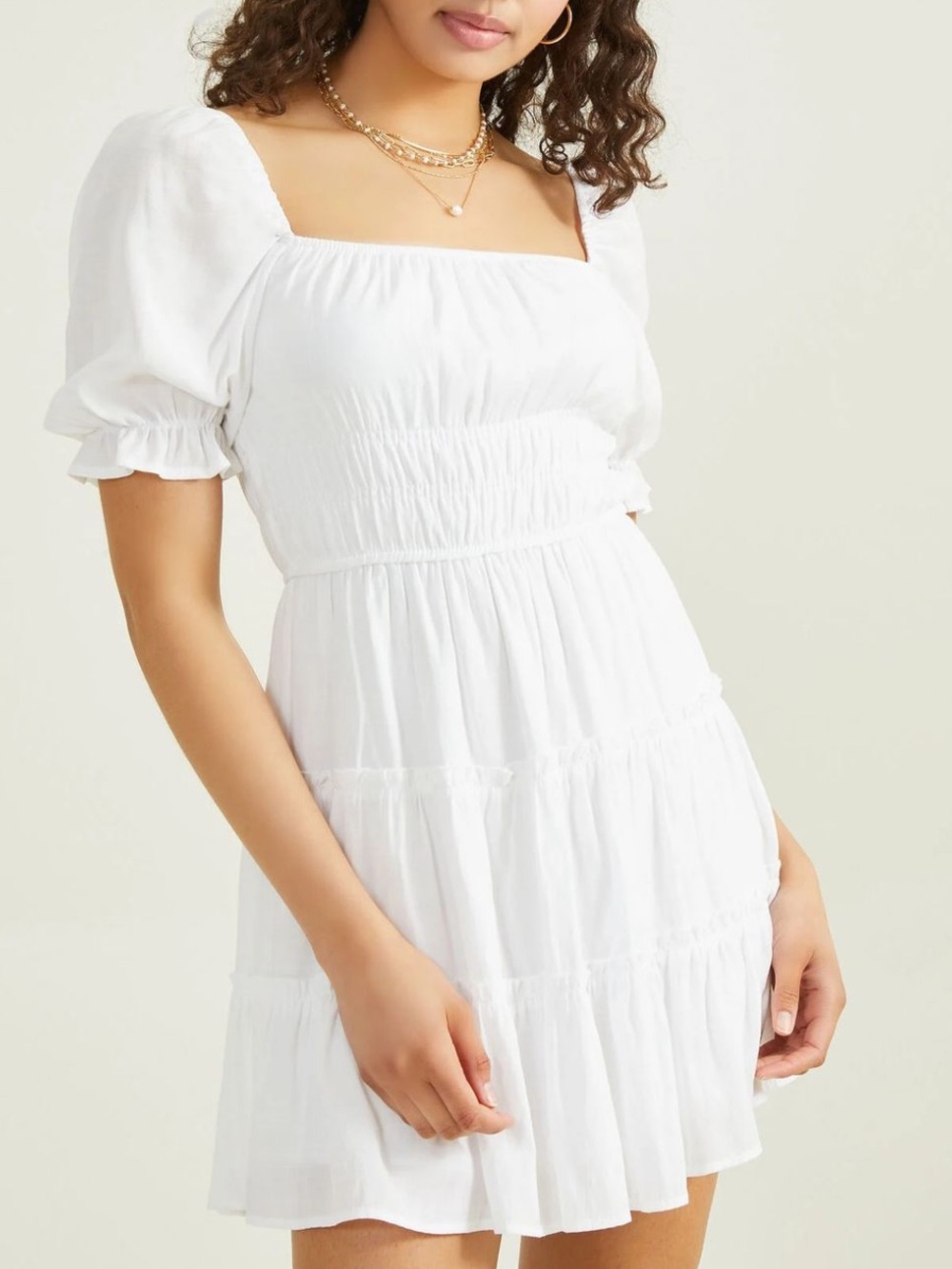 ALTAR’D STATE White MiniDress With Ruffle Sleeves Size Medium Like New!